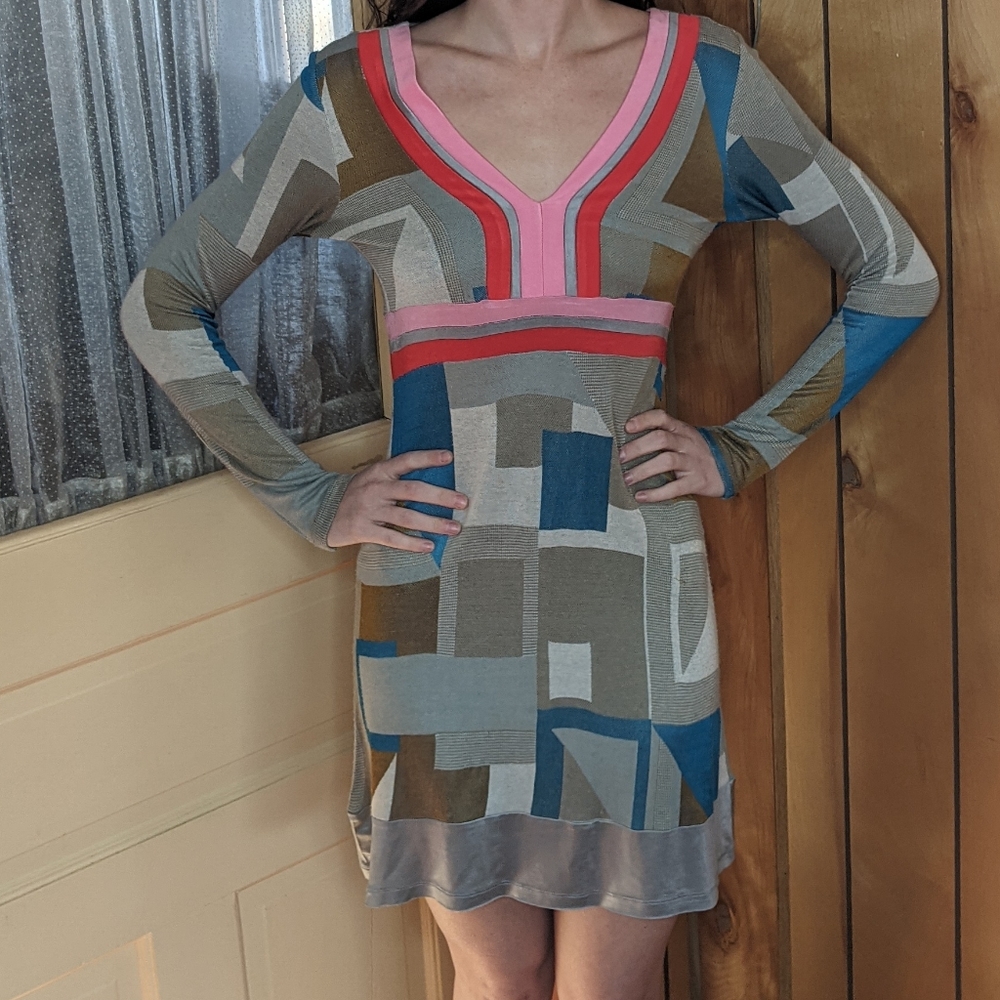 Funky, vintage long sleeve mini dress by Custo Barcelona